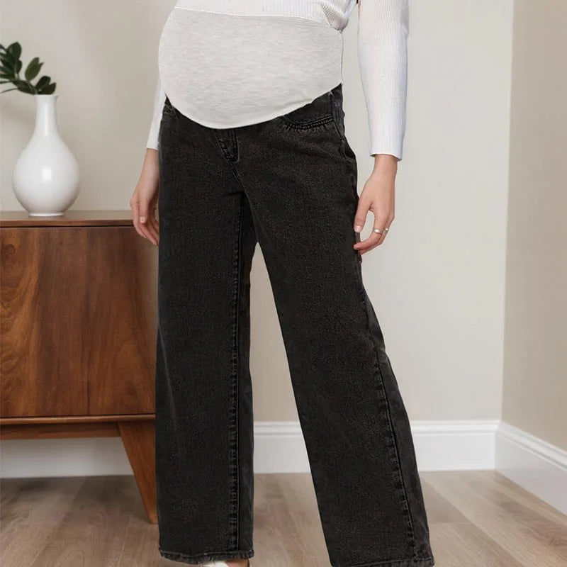 Slimming Belly-Support Maternity Denim Pants