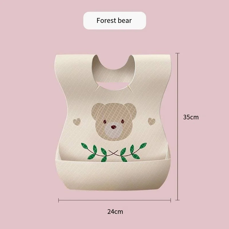 50-Pack Disposable Baby Bibs | Waterproof Cartoon Bear Travel Set