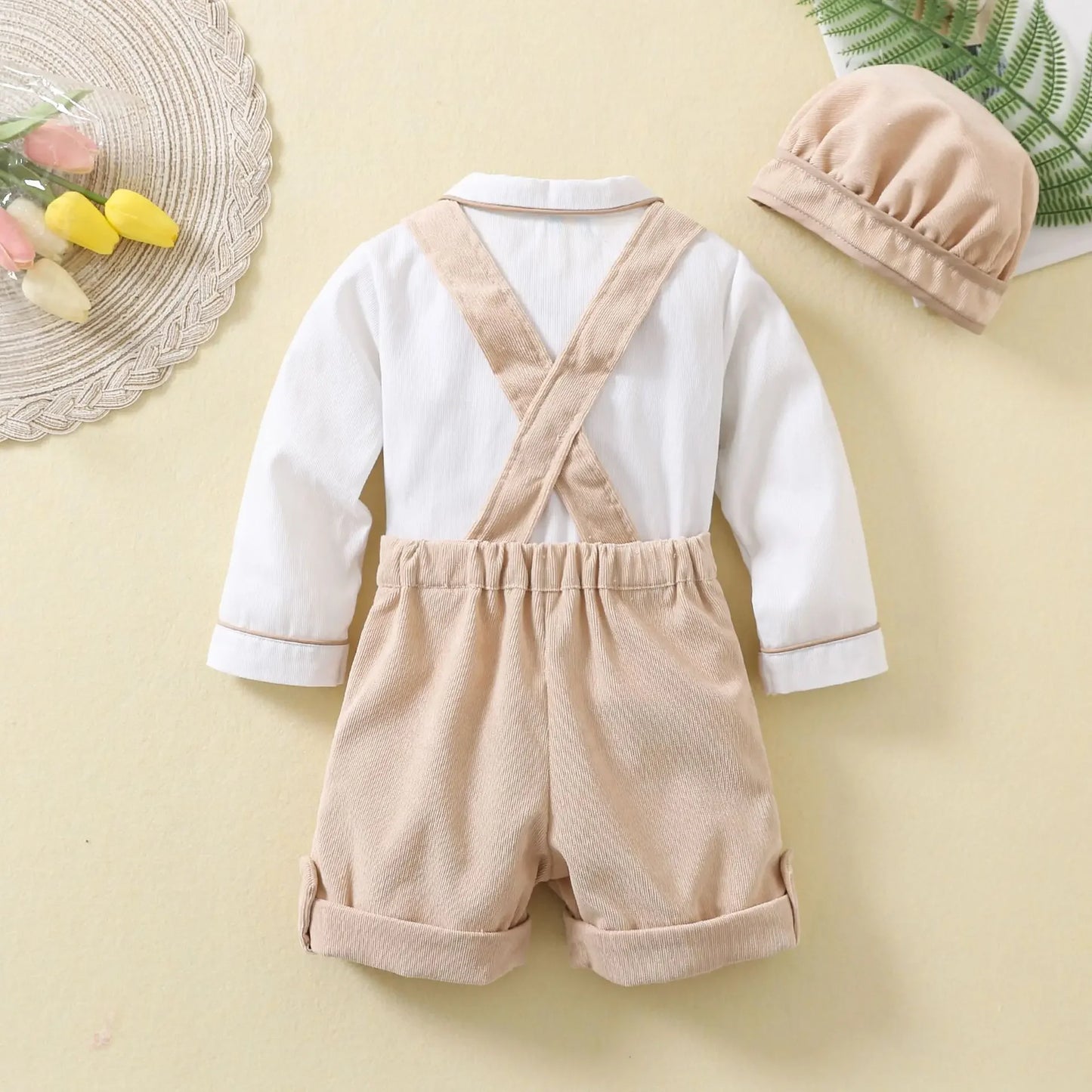 Toddler Boy Suspender Pants & White Shirt Set