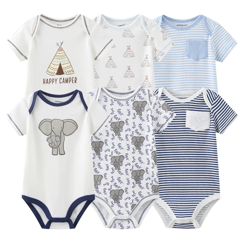 Cute Cartoon & Solid Color Bodysuits for Baby Boys & Girls