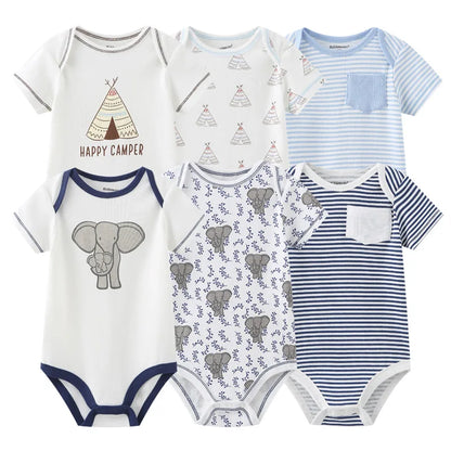 Cute Cartoon & Solid Color Bodysuits for Baby Boys & Girls