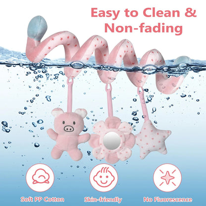 Soft Hanging Mobile with Mirror, Rattles, and Squeaker