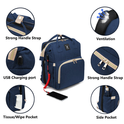 Multifunctional Diaper Bag Backpack with Changing Station & Sunshade
