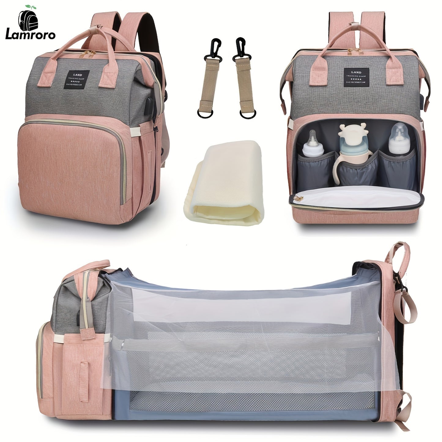 Multifunctional Diaper Bag Backpack with Changing Station & Sunshade