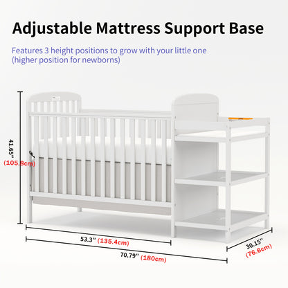 3-in-1 Crib with Adjustable Mattress & Storage (Full Size)