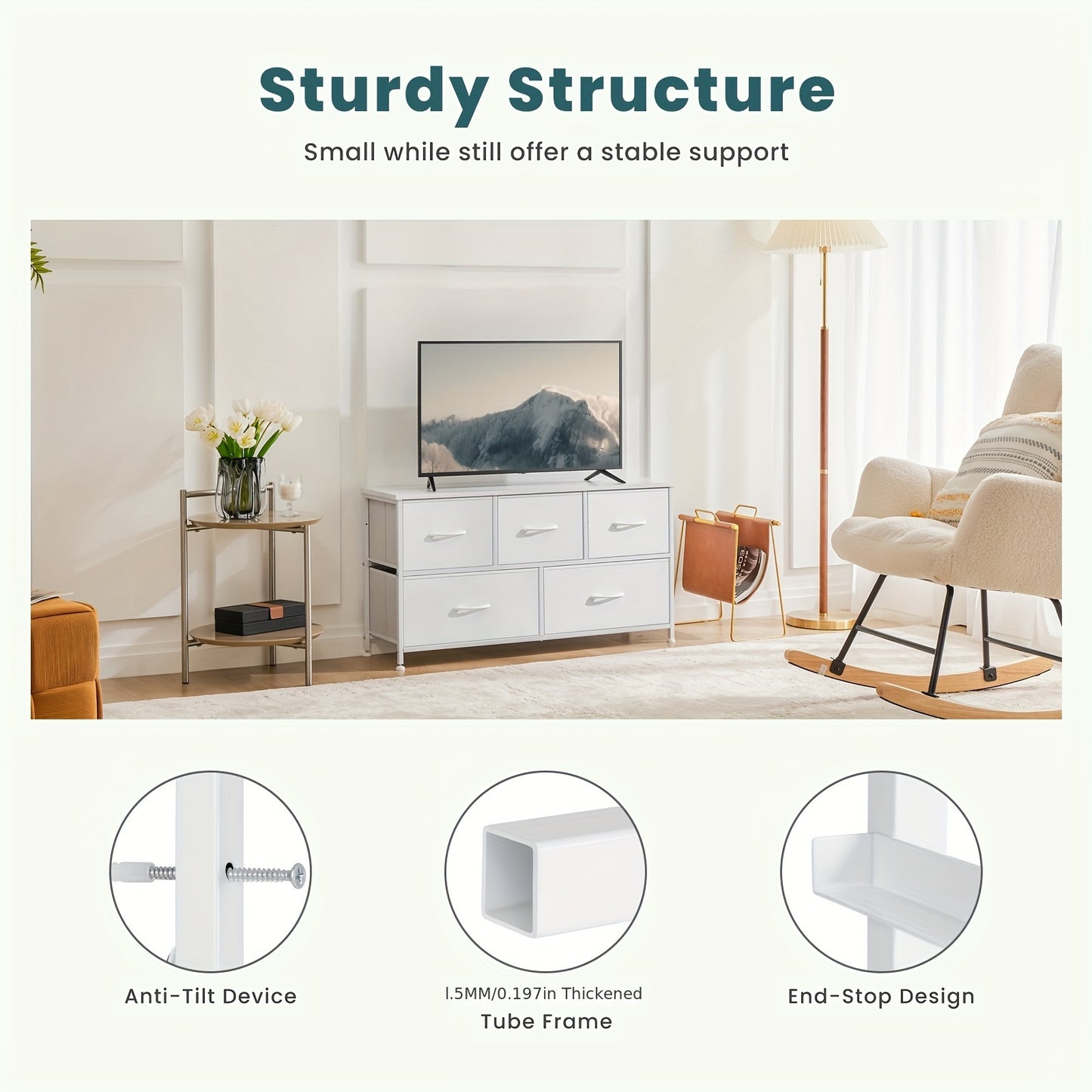 5-Drawer Fabric Dresser & Closet Storage Tower