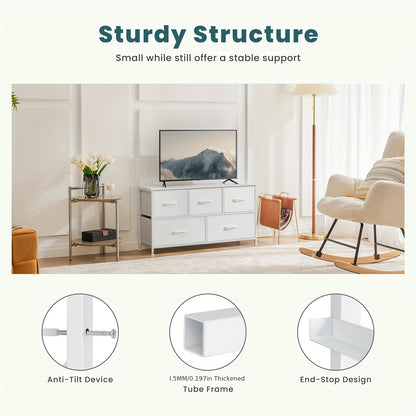 5-Drawer Fabric Dresser & Closet Storage Tower